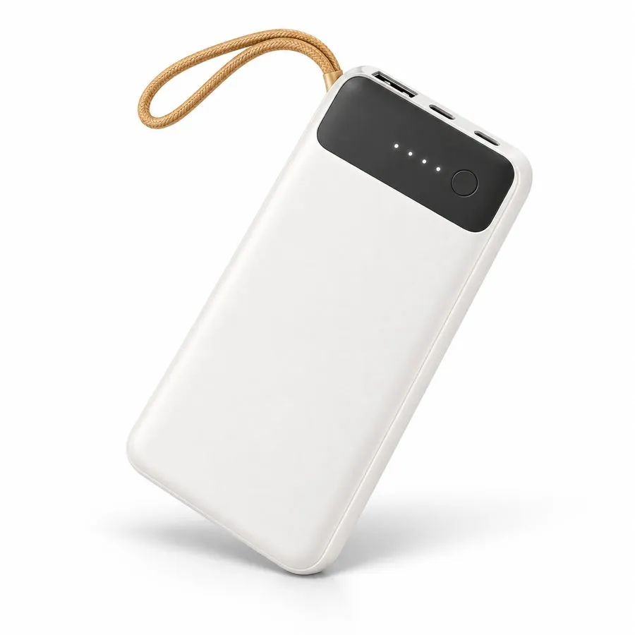 10,000 mAh power bank, white