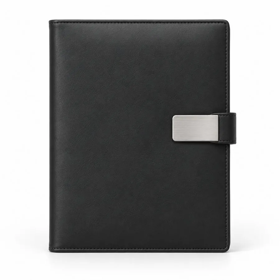A5 notebook with metal clasp, black