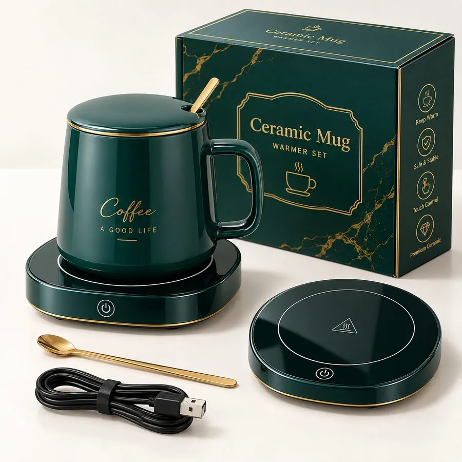 Ceramic mug warmer set
