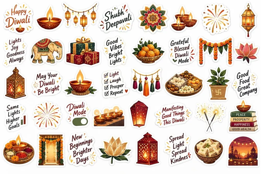 Diwali laptop sticker pack