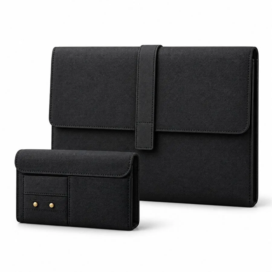 Laptop sleeve with strap, black