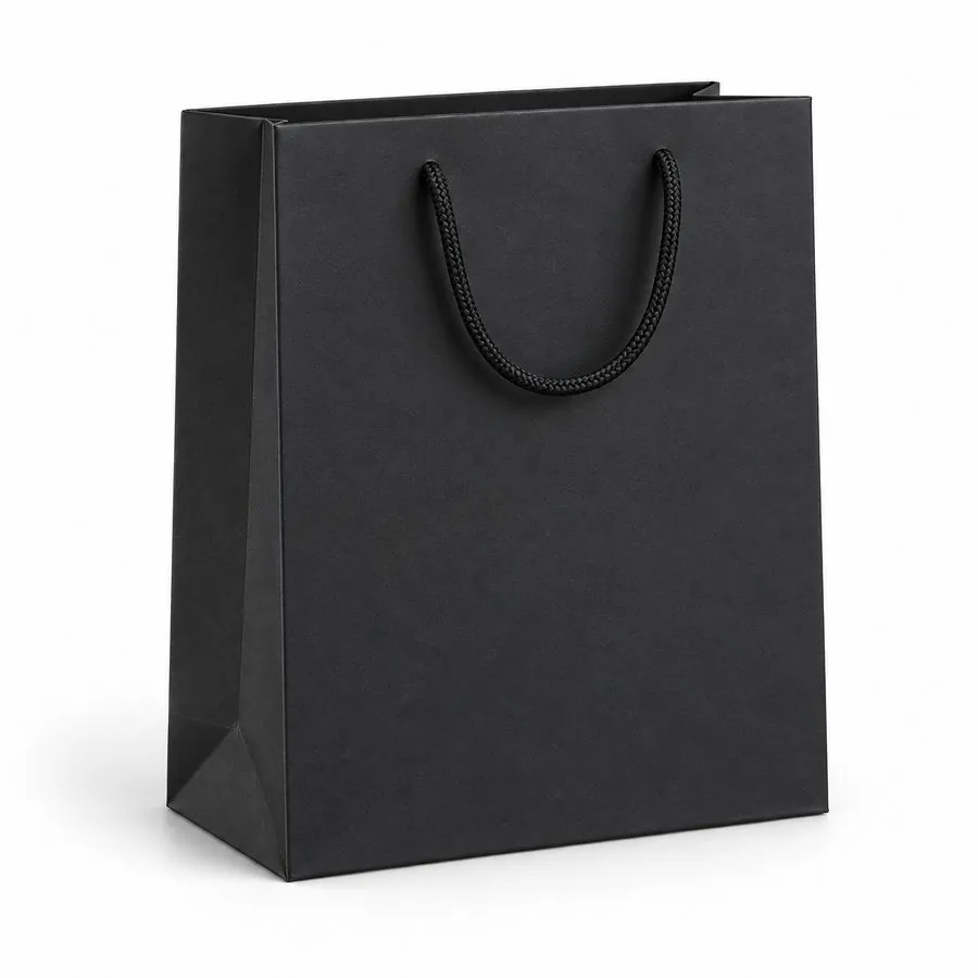 Paper carry bag, black, medium (25×35×19 cm)