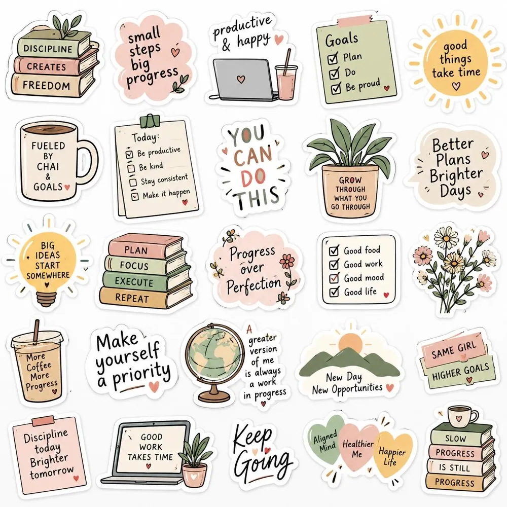 Pastel motivation laptop sticker pack