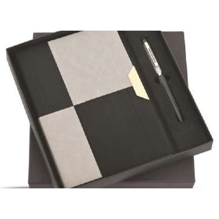 Pen & A5 notebook set, grey & black block