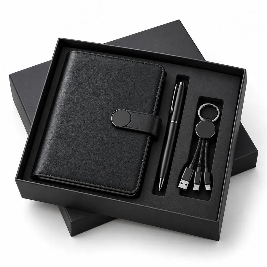 Power bank diary & pen gift set, black
