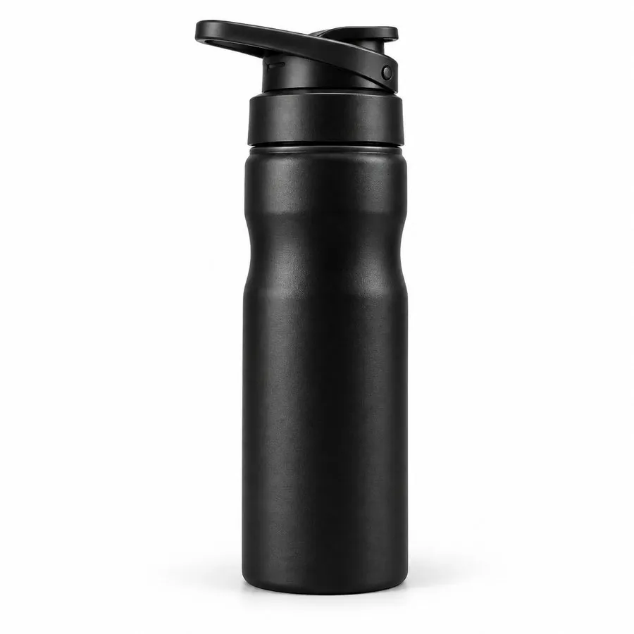 Steel sports sipper bottle, black